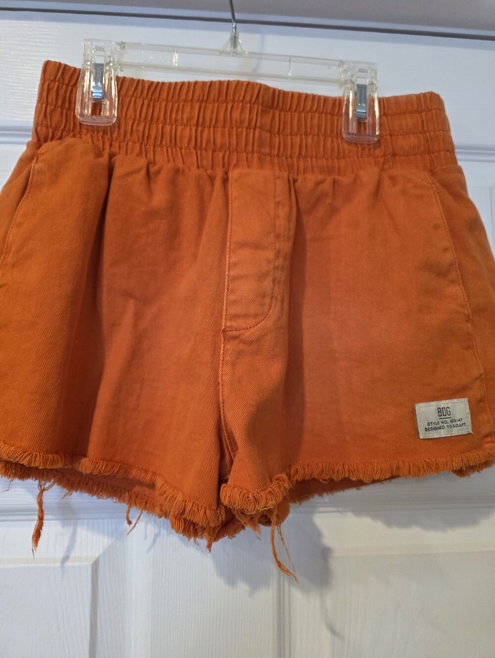 BDG Urban Outfitters Orange Womans Size Medium Elastic Waist Frayed Hem Shorts